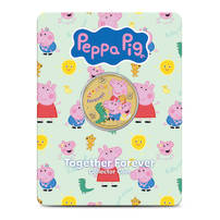 2025 Colorized Tuvalu Aluminum Bronze Peppa Pig Together Forever Coin (In Card)