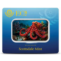 2025 1 oz Colorized EC8 St. Lucia Caribbean Reef Octopus Silver Coin (Certi-Lock)