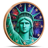 1 oz Colorized SilverTowne Statue of Liberty Copper Round (New, Capsule)