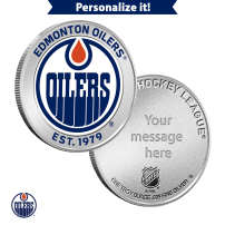 1 oz Colorized Engravable NHL Edmonton Oilers Silver Round (New w/ Gift Box)