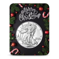 2027 1 oz American Silver Eagle Coin (BU, Candy Cane Christmas Garland Card)
