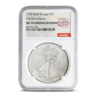 2026-W 1 oz Burnished American Silver Eagle Coin NGC MS70 FDOI (Dual Date)