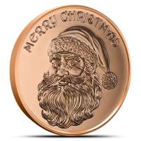 1 oz Santa Face Merry Christmas Copper Round (New)