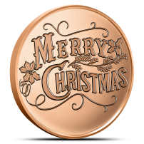1 oz Merry Christmas Holly Copper Round (New)