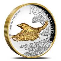 2026 2 oz Proof Australian Silver Kookaburra Coin (Gilded, Box + CoA)