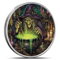1 oz Colorized Scottsdale Witch's Brew Silver Round (New)