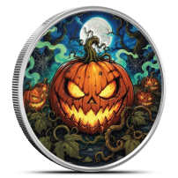 1 oz Colorized Scottsdale Jack-O'-Lantern Silver Round (New)