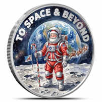 1 oz Colorized Scottsdale Santa To Space & Beyond Silver Round (New)