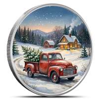 1 oz Colorized Scottsdale Vintage Red Truck Silver Round (New)