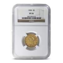 1905 Pre-33 $5 Liberty Gold Half Eagle Coin NGC PF55