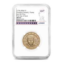 2026 President Donald J Trump Clad Dollar NGC MS65 FDOI (July 4th Privy, Dual Date)