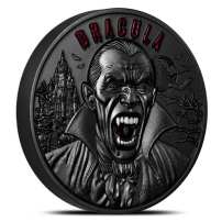 2 oz Antique Barbados Silver Dracula in the Dark Coin (Glow in the Dark, Box + CoA)
