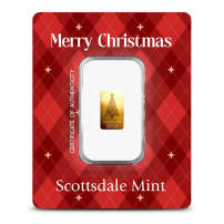 1/100 oz Scottsdale Mint Christmas Tree Gold Bar (New)