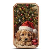 1 oz Colorized Puppy Ornament Copper Bar (New, Ornament Capsule)