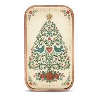 1 oz Colorized Folk Art Style Christmas Tree Copper Bar (New, Ornament Capsule)