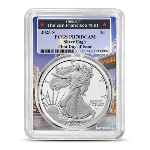 2025-S 1 oz Proof American Silver Eagle Coin PCGS PR70 DCAM FDOI (Bridge Label)