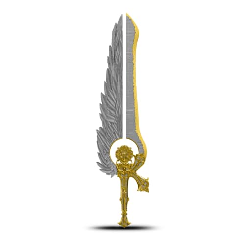 2.5 oz The Sword of Uriel Silver Bar (Gilded)