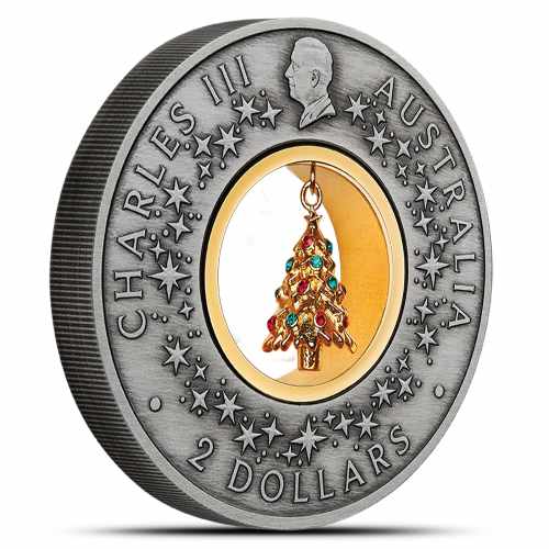 2025 2 oz Antique Colorized Australian Silver Santa's Workshop Coin (Box + CoA)