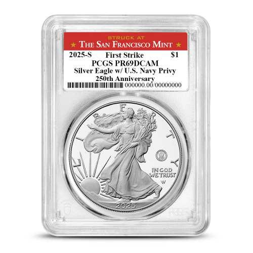 2025-S 1 oz Proof Navy Privy American Silver Eagle Coin PCGS PR69 DCAM FS