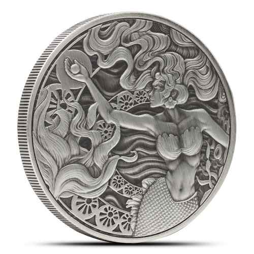 2025 1 oz Antique Samoa Silver Mermaid and Pearl Coin