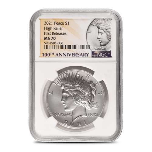 2021 Peace Silver Dollar Coin MS70 (Varied Label, PCGS or NGC)