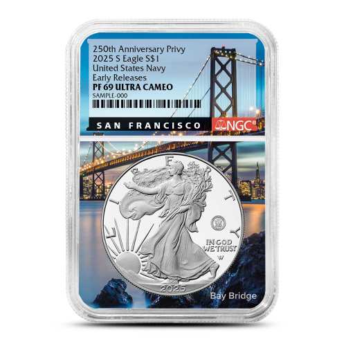 2025-S 1 oz Proof Navy Privy American Silver Eagle Coin NGC PF69 UCAM ER