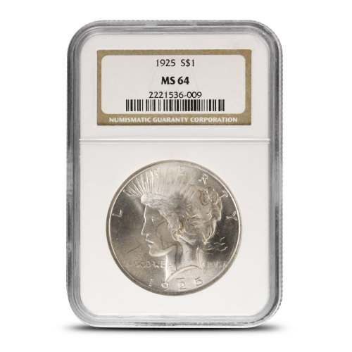 1925 Peace Silver Dollar Coin NGC MS64