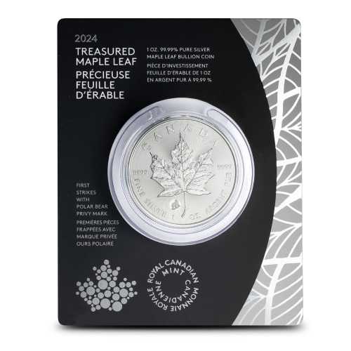 2024 1 oz Canadian Silver Treasured Maple Leaf Polar Bear Privy Coin (New w Assay)