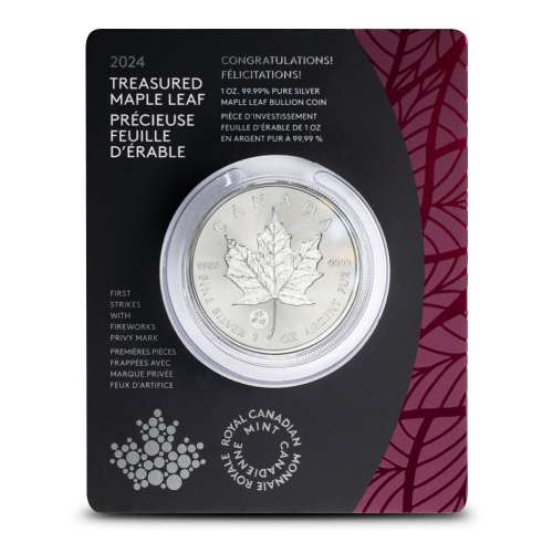 2024 1 oz Canadian Silver Treasured Maple Leaf Congratulations Privy Coin (New w Assay)