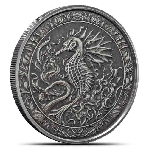2023 1 oz Antique Samoa Silver Seahorse Coin