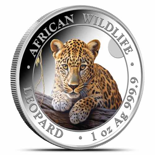 2025 1 oz Colorized Somalia Silver African Wildlife Leopard Coin (BU)