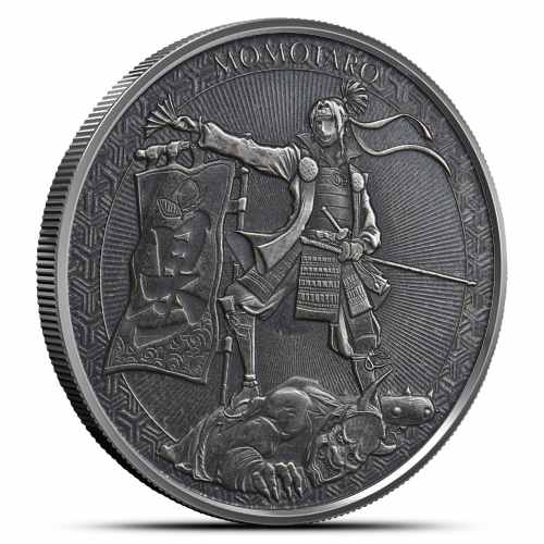 2020 1 oz Antique Samoa Silver Momotaro and Demon Subdued in Anime Coin