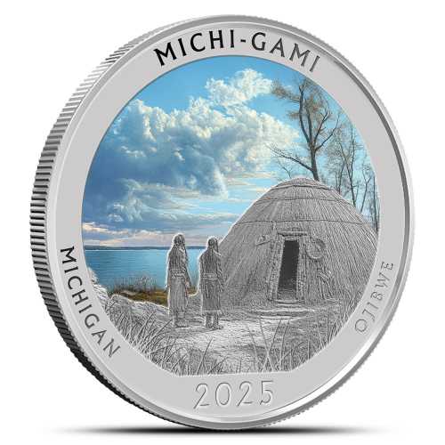 2025 1 oz Colorized Native America the Beautiful Michigan Silver Coin (Box + CoA)