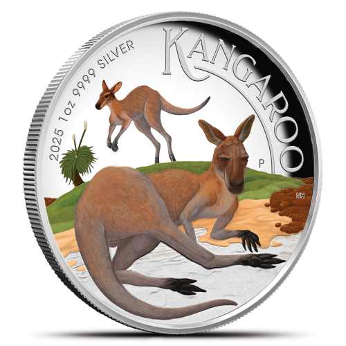 2025 1 oz Proof Colorized Australian Silver Kangaroo Coin (High Relief, Box + CoA)