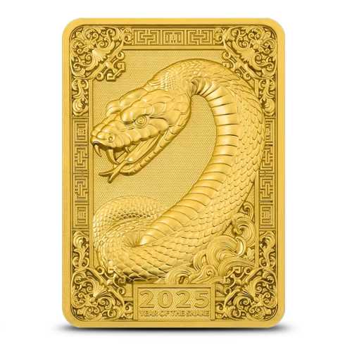 2025 1 oz Fiji Silver Snake Rectangular Coin (Box + CoA, Gilded)