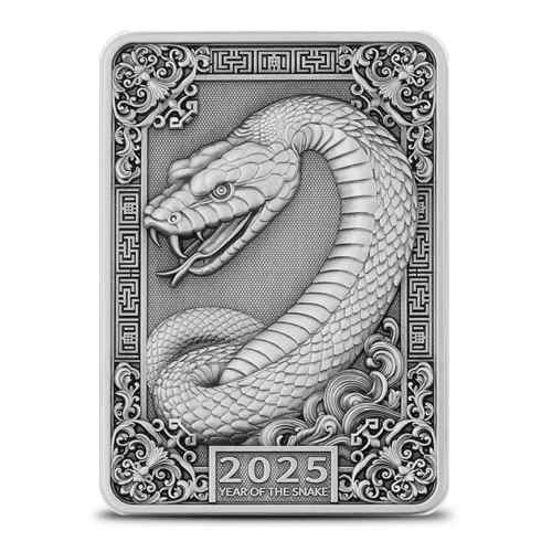 2025 1 oz Antique Fiji Silver Snake Rectangular Coin (Box + CoA)