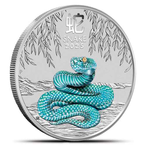 2025 1 oz Colorized Australian Silver Lunar Snake Coin (BU)