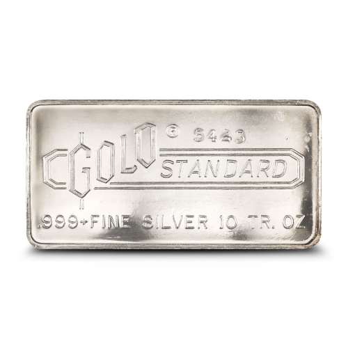 10 oz Engelhard Gold Standard Pressed Silver Bar (Serial Number)