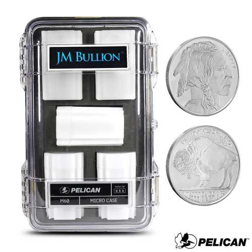 1 oz Silver Buffalo Round Mini Monster Box (100 Rounds, JM Bullion Pelican Case, New)