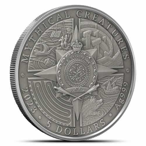2023 2 oz Antique Niue Silver Mythical Creatures Minotaur Coin