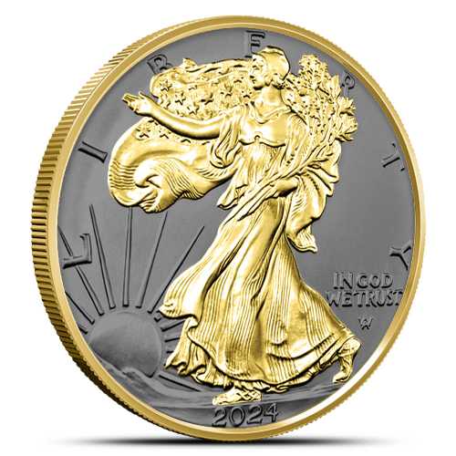 2024 1 oz American Silver Eagle Coin (Ruthenium, Gilded, In Capsule)