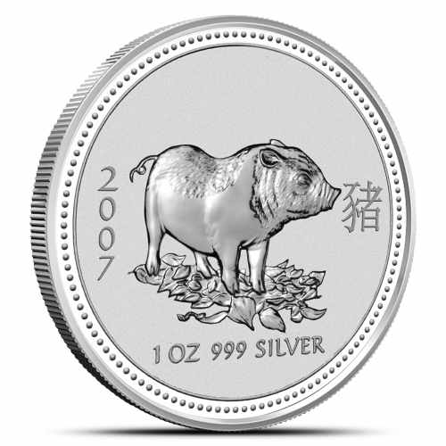 2007 1 oz Australian Silver Lunar Pig Coin (Lunar Series I)