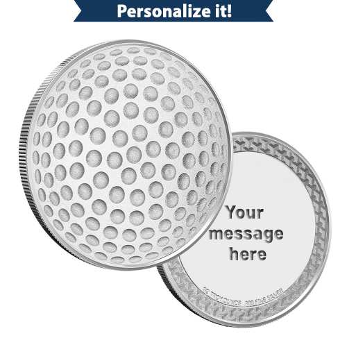 1/2 oz Silver Engravable Golf Ball Marker Round (New wGift Box)