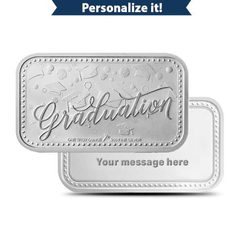 1 oz Silver Engravable Graduation Bar (New wGift Box)