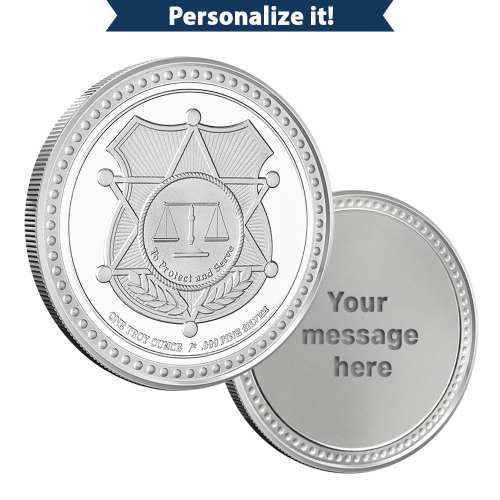 1 oz Silver Engravable Police Round (New wGift Box)