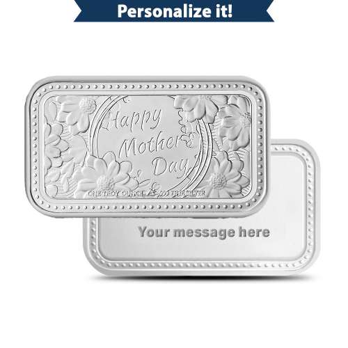 1 oz Silver Engravable Mothers Day Bar (New wGift Box)