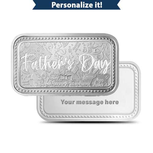 1 oz Silver Engravable Fathers Day Bar (New wGift Box)