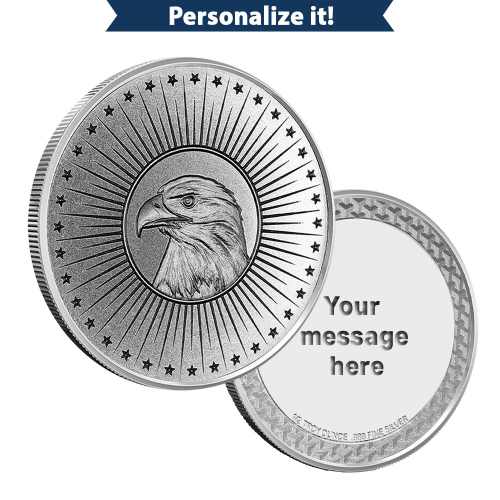1/2 oz Engravable Eagle Golf Ball Marker Silver Round (New wGift Box)