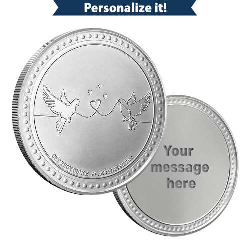 1 oz Silver Engravable Wedding Round (New wGift Box)
