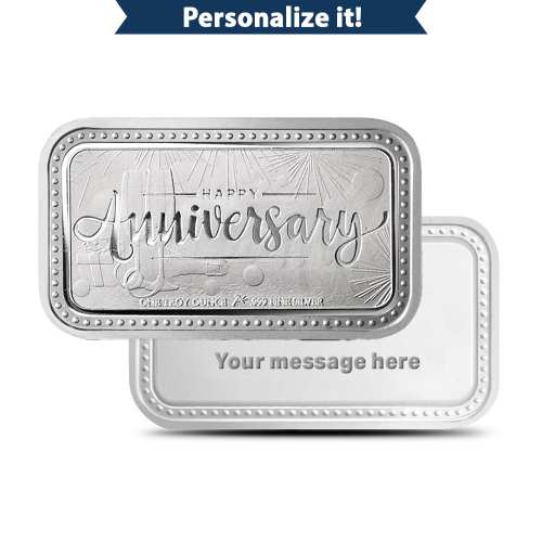 1 oz Silver Engravable Anniversary Bar (New wGift Box)